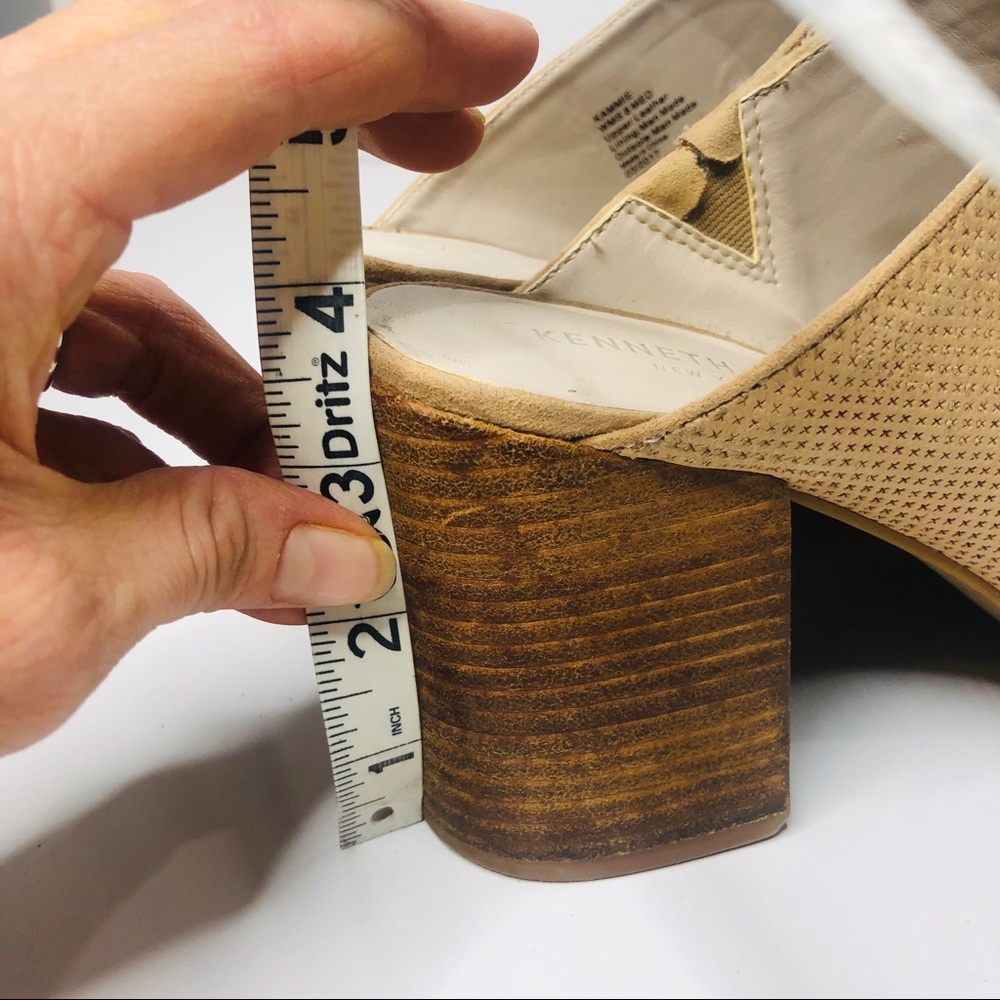 Kenneth Cole Kammie Slip On Tan Peep Toe Mules - Picture 6 of 8